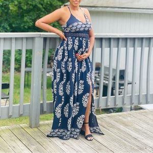 Holy Slit Dress - Navy